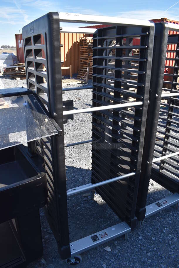 BRAND NEW! Rubbermaid Black Poly and Metal Pan Transport Rack on Commercial Casters. 25x28x68 - Image 2 of 4