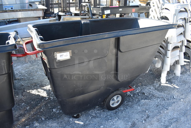 BRAND NEW SCRATCH AND DENT! Rubbermaid Black Poly Portable Bin on Casters. 69x34x44 - Image 2 of 4