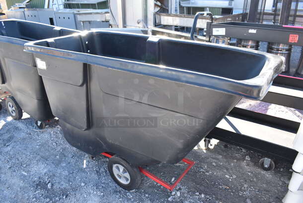 BRAND NEW SCRATCH AND DENT! Rubbermaid Black Poly Portable Bin on Casters. 69x34x44 - Image 4 of 4