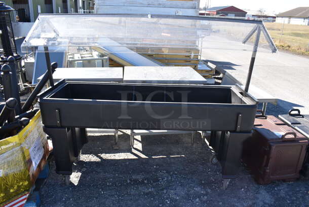 Black Poly Buffett Station w/ Sneeze Guard on Commercial Casters. 74x29x60 - Image 1 of 5