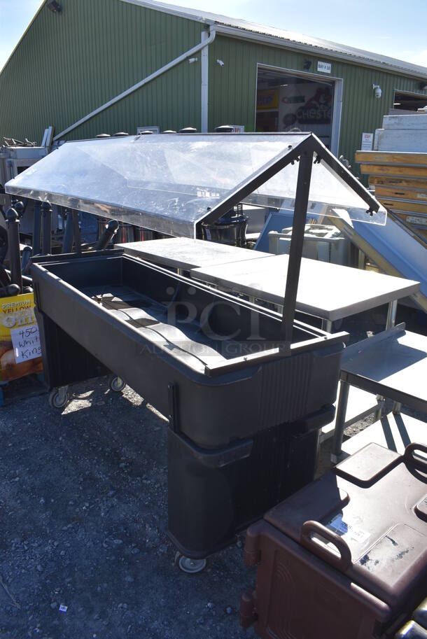 Black Poly Buffett Station w/ Sneeze Guard on Commercial Casters. 74x29x60 - Image 5 of 5