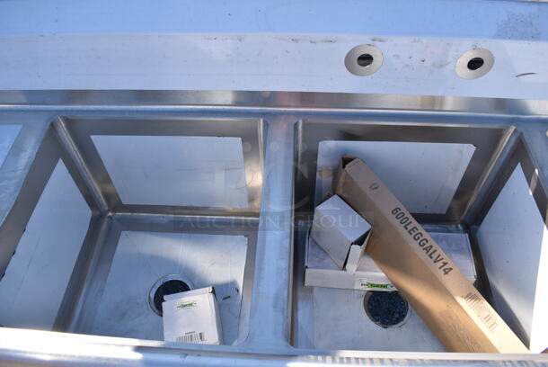BRAND NEW SCRATCH AND DENT! Regency Stainless Steel Commercial 16 Gauge 3 Bay Sink w/ Left Side Drain Board. 84x24x44. Bays 18x18x14. Drain Board 22x20x1 - Image 4 of 8