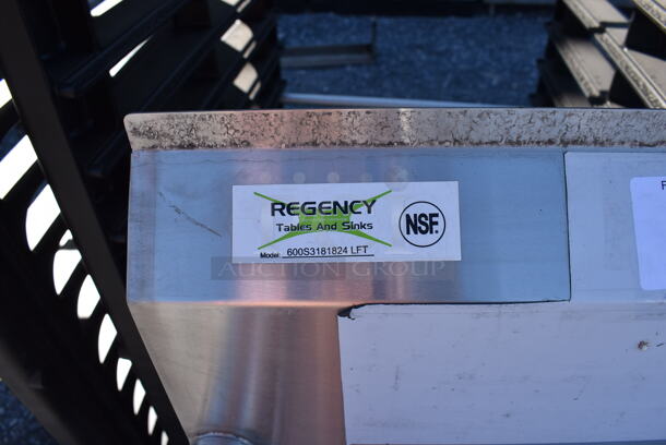 BRAND NEW SCRATCH AND DENT! Regency Stainless Steel Commercial 16 Gauge 3 Bay Sink w/ Left Side Drain Board. 84x24x44. Bays 18x18x14. Drain Board 22x20x1 - Image 6 of 8