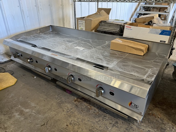 BRAND NEW SCRATCH AND DENT! CPG Cooking Performance Group 351GMCPG60NL Stainless Steel Commercial Countertop Natural Gas Powered Flat Top Griddle w/ Thermostatic Controls. 60x30x16. Tested and Working! - Image 1 of 6