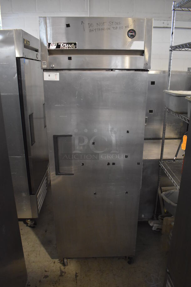 2010 True TG1F-1S Stainless Steel Commercial Single Door Reach In Freezer w/ Poly Coated Racks on Commercial Casters. 115 Volts, 1 Phase. 28x35x83. Tested and Working!