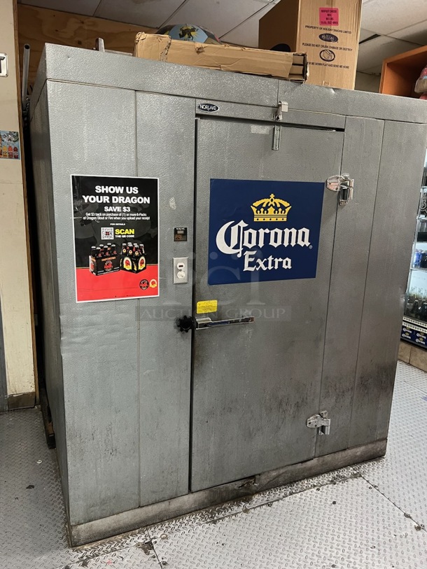 Norlake 6'x8' SELF CONTAINED Walk In Cooler Box w/ Apex XN050MA22D Condenser / Compressor. 208-230 Volts, 1 Phase. Picture of the Unit Before Removal Is Included In the Listing - Image 1 of 10