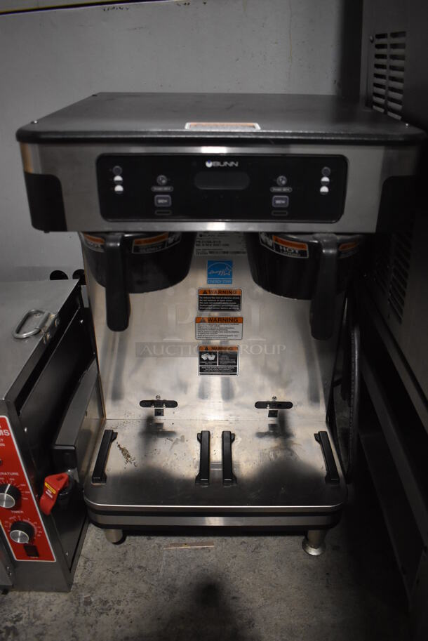 2019 Bunn ICB TWIN SH ENERGY STAR Stainless Steel Commercial Countertop Double Coffee Machine w/ Hot Water Dispenser and 2 Poly Brew Baskets. 120/240 Volts, 1 Phase. 20x21x34 - Image 1 of 6