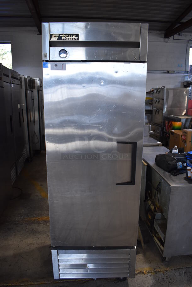 2013 True T-23F ENERGY STAR Stainless Steel Commercial Single Door Reach In Freezer w/ Poly Coated Racks on Commercial Casters. 115 Volts, 1 Phase. 27x30x83. Tested and Working! - Image 1 of 6