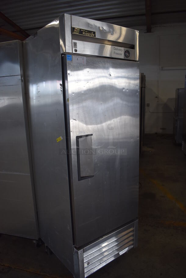 2013 True T-23F ENERGY STAR Stainless Steel Commercial Single Door Reach In Freezer w/ Poly Coated Racks on Commercial Casters. 115 Volts, 1 Phase. 27x30x84. Tested and Working! - Image 2 of 6