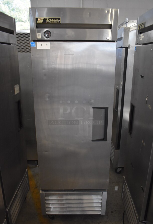 2013 True T-23F ENERGY STAR Stainless Steel Commercial Single Door Reach In Freezer w/ Poly Coated Racks on Commercial Casters. 115 Volts, 1 Phase. 27x30x84. Tested and Working! - Image 2 of 7