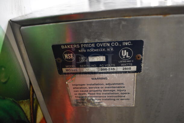 Bakers Pride MOS2E Stainless Steel Commercial Countertop Electric Powered Single Deck Pizza Oven. 208-240 Volts. 23x24x17 - Image 5 of 6