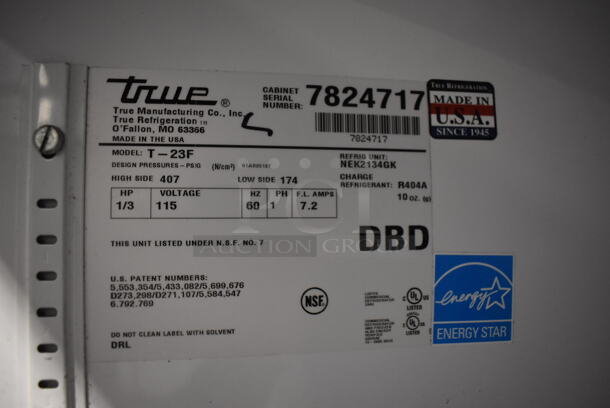 2013 True T-23F ENERGY STAR Stainless Steel Commercial Single Door Reach In Freezer w/ Poly Coated Racks on Commercial Casters. 115 Volts, 1 Phase. 27x30x84. Tested and Working! - Image 6 of 7