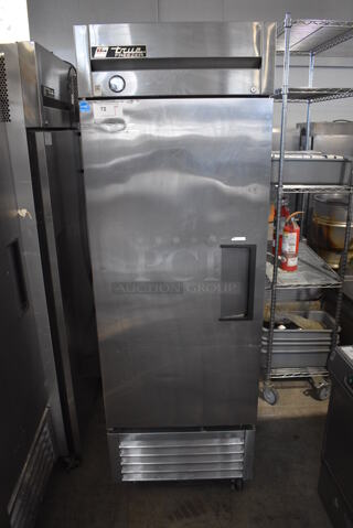 2013 True T-23F ENERGY STAR Stainless Steel Commercial Single Door Reach In Freezer w/ Poly Coated Racks on Commercial Casters. 115 Volts, 1 Phase. 27x30x83. Tested and Working!