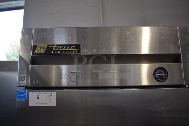 2013 True T-23F ENERGY STAR Stainless Steel Commercial Single Door Reach In Freezer w/ Poly Coated Racks on Commercial Casters. 115 Volts, 1 Phase. 27x30x84. Tested and Working! - Image 5 of 7