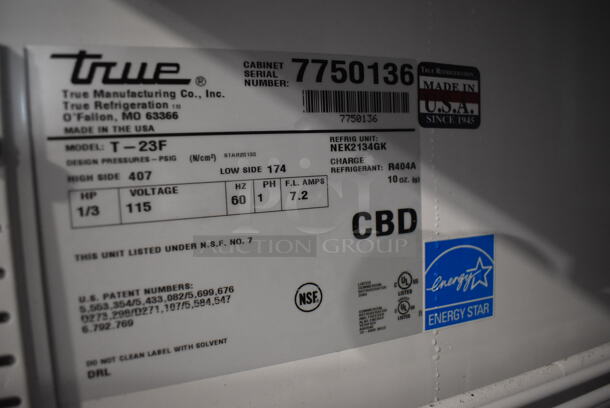 2013 True T-23F ENERGY STAR Stainless Steel Commercial Single Door Reach In Freezer w/ Poly Coated Racks on Commercial Casters. 115 Volts, 1 Phase. 27x30x84. Tested and Working! - Image 7 of 7