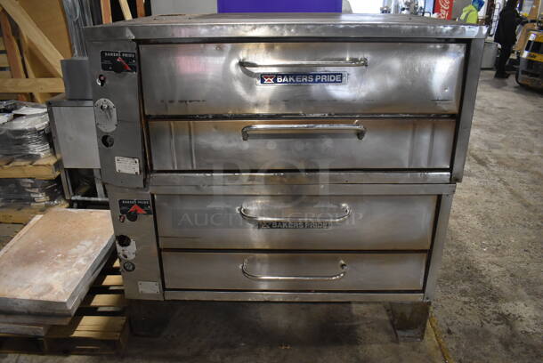 2 Bakers Pride Stainless Steel Commercial Gas Powered Single Deck Pizza Ovens on Metal Legs. Comes w/ Cooking Stones! 57x43x59. 2 Times Your Bid! - Image 1 of 11