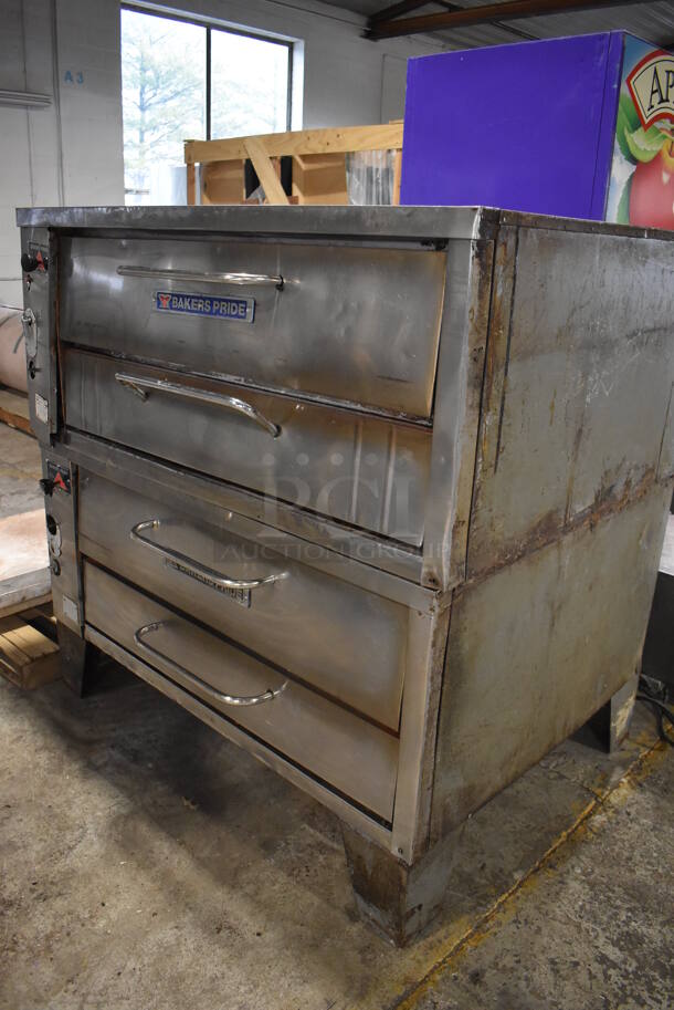 2 Bakers Pride Stainless Steel Commercial Gas Powered Single Deck Pizza Ovens on Metal Legs. Comes w/ Cooking Stones! 57x43x59. 2 Times Your Bid! - Image 2 of 11