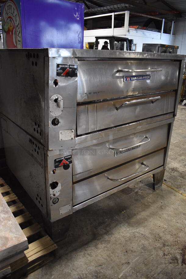 2 Bakers Pride Stainless Steel Commercial Gas Powered Single Deck Pizza Ovens on Metal Legs. Comes w/ Cooking Stones! 57x43x59. 2 Times Your Bid! - Image 9 of 11