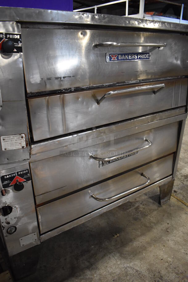 2 Bakers Pride Stainless Steel Commercial Gas Powered Single Deck Pizza Ovens on Metal Legs. Comes w/ Cooking Stones! 57x43x59. 2 Times Your Bid! - Image 10 of 11
