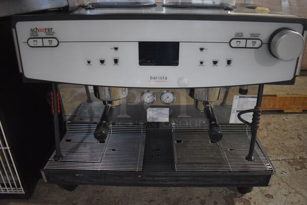 Schaerer Barista Stainless Steel Commercial Countertop 2 Group Espresso Machine w/ 2 Portafilters, 2 Steam Wands and 2 Hoppers. 208 Volts, 1 Phase. 29x23x31 - Image 5 of 6