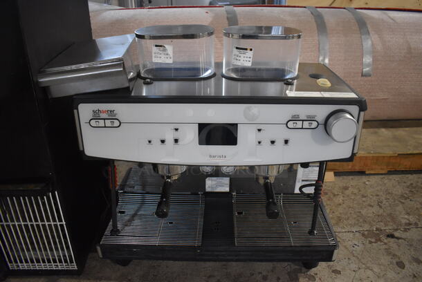 Schaerer Barista Stainless Steel Commercial Countertop 2 Group Espresso Machine w/ 2 Portafilters, 2 Steam Wands and 2 Hoppers. 208 Volts, 1 Phase. 29x23x31 - Image 6 of 6
