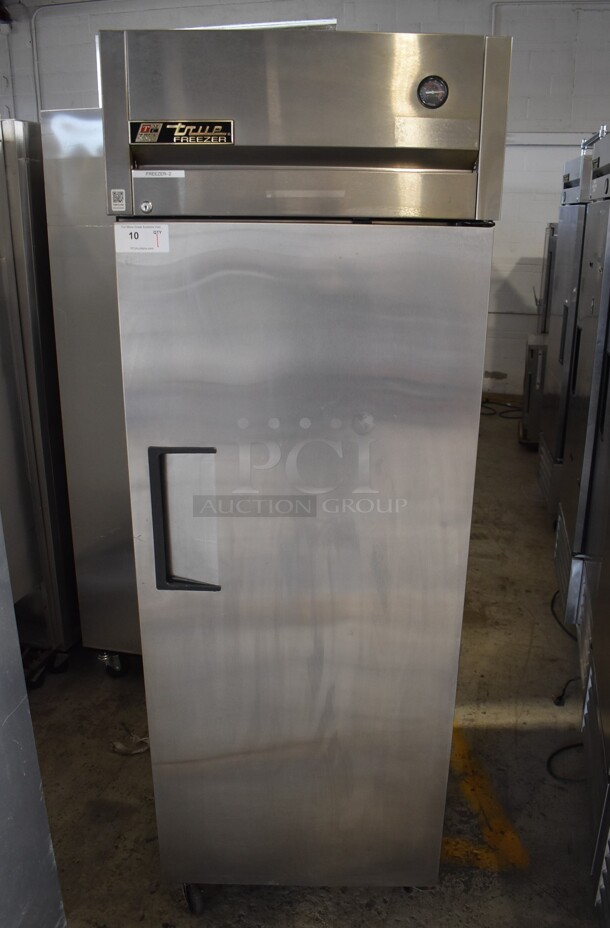 2011 True TG1F-1S Stainless Steel Commercial Single Door Reach In Freezer w/ Poly Coated Racks on Commercial Casters. 115 Volts, 1 Phase. 28x35x83. Tested and Working! - Image 1 of 7