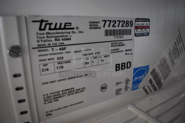 2013 True T-49F ENERGY STAR Stainless Steel Commercial 2 Door Reach In Freezer w/ Poly Coated Racks on Commercial Casters. 115 Volts, 1 Phase. 54x30x83. Tested and Working! - Image 4 of 6