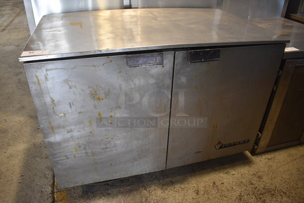 Victory UR-48-SST Stainless Steel Commercial 2 Door Undercounter Cooler on Commercial Casters. 115 Volts, 1 Phase. 48x29x34. Tested and Powers On But Does Not Get Cold - Image 1 of 6