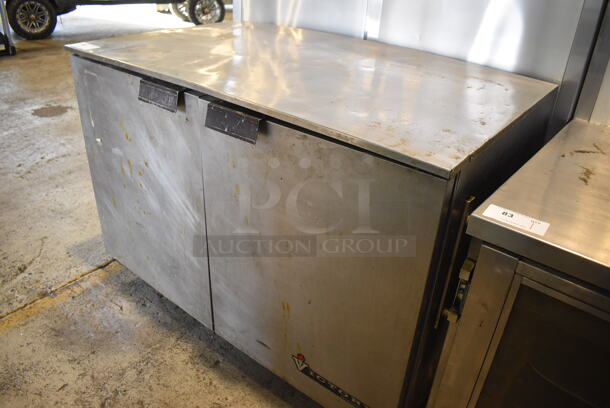 Victory UR-48-SST Stainless Steel Commercial 2 Door Undercounter Cooler on Commercial Casters. 115 Volts, 1 Phase. 48x29x34. Tested and Powers On But Does Not Get Cold - Image 3 of 6