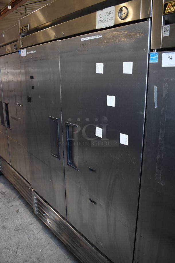 2013 True T-49F ENERGY STAR Stainless Steel Commercial 2 Door Reach In Freezer w/ Poly Coated Racks on Commercial Casters. 115 Volts, 1 Phase. 54x30x83. Tested and Working! - Image 2 of 6