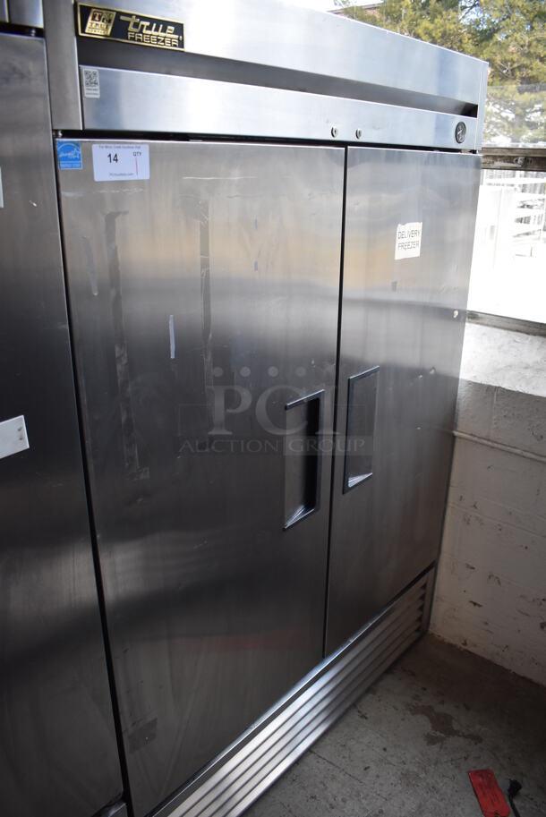 2013 True T-49F ENERGY STAR Stainless Steel Commercial 2 Door Reach In Freezer w/ Poly Coated Racks. Comes w/ Commercial Casters. 115 Volts, 1 Phase. 54x30x78. Tested and Working! - Image 2 of 8