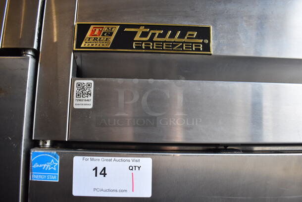 2013 True T-49F ENERGY STAR Stainless Steel Commercial 2 Door Reach In Freezer w/ Poly Coated Racks. Comes w/ Commercial Casters. 115 Volts, 1 Phase. 54x30x78. Tested and Working! - Image 3 of 8