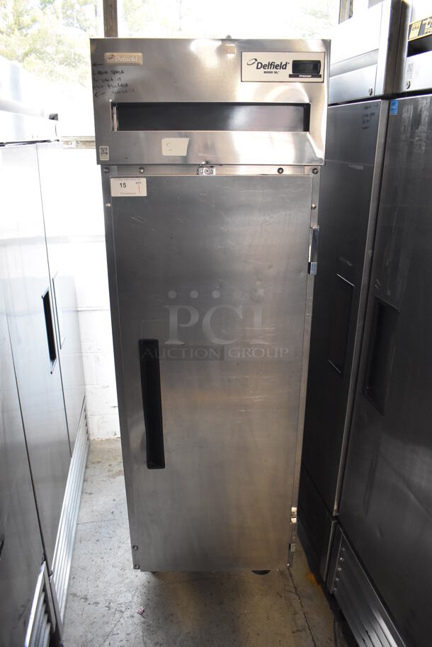 2010 Delfield 6125XL-S-STAR1 ENERGY STAR Stainless Steel Commercial Single Door Reach In Freezer w/ Metal Racks on Commercial Casters. 115 Volts, 1 Phase. 25.5x33.5x79.5. Tested and Working! - Image 2 of 9