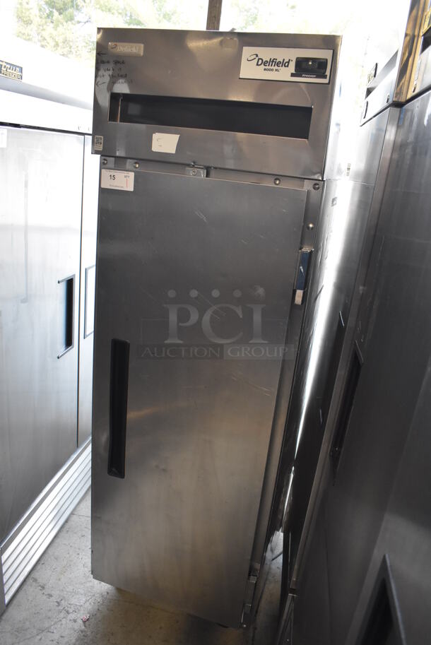 2010 Delfield 6125XL-S-STAR1 ENERGY STAR Stainless Steel Commercial Single Door Reach In Freezer w/ Metal Racks on Commercial Casters. 115 Volts, 1 Phase. 25.5x33.5x79.5. Tested and Working! - Image 3 of 9