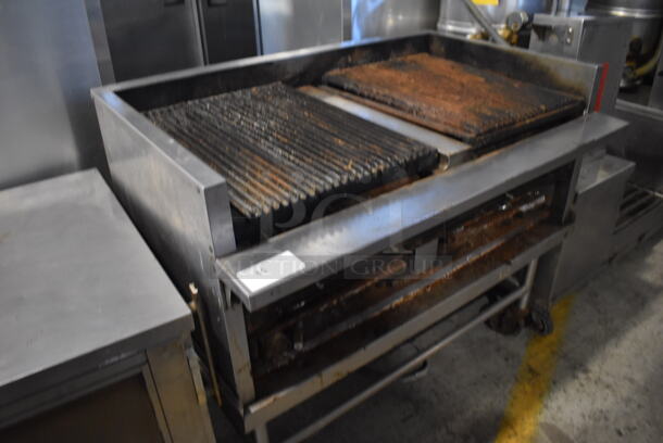 Stainless Steel Commercial Natural Gas Powered Charbroiler Grill on Commercial Casters. 48x32x40 - Image 5 of 7