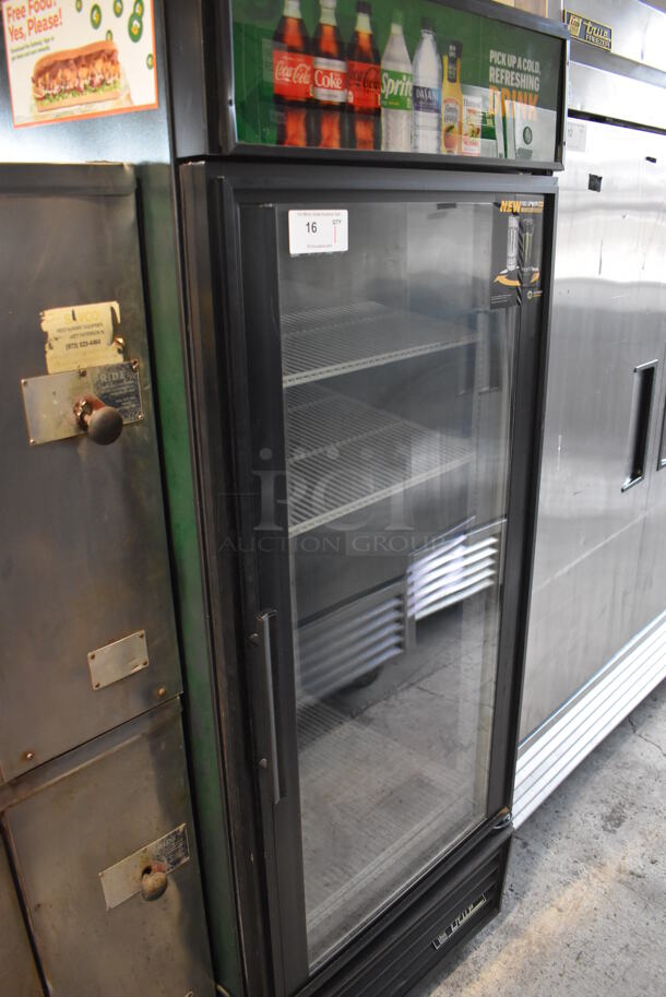 2013 True GEM-26 ENERGY STAR Metal Commercial Single Door Reach In Cooler Merchandiser w/ Poly Coated Racks. 115 Volts, 1 Phase. 30x30x79. Tested and Working!