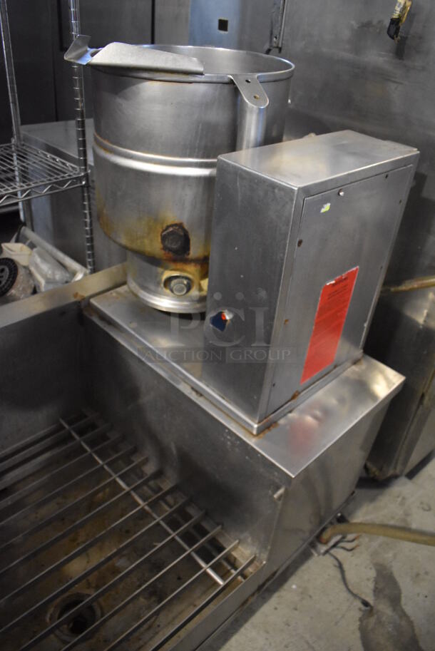 Two 2011/2015 Groen TDB-40 Stainless Steel Commercial 40 Quart Tilting Steam Kettles on Kettle Station. 208-240 Volts. 67x30.5x49 - Image 7 of 12