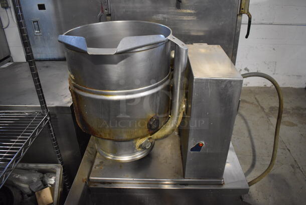 Two 2011/2015 Groen TDB-40 Stainless Steel Commercial 40 Quart Tilting Steam Kettles on Kettle Station. 208-240 Volts. 67x30.5x49 - Image 8 of 12