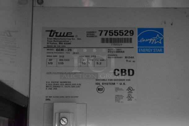 2013 True GEM-26 ENERGY STAR Metal Commercial Single Door Reach In Cooler Merchandiser w/ Poly Coated Racks. 115 Volts, 1 Phase. 30x30x79. Tested and Working! - Image 5 of 6