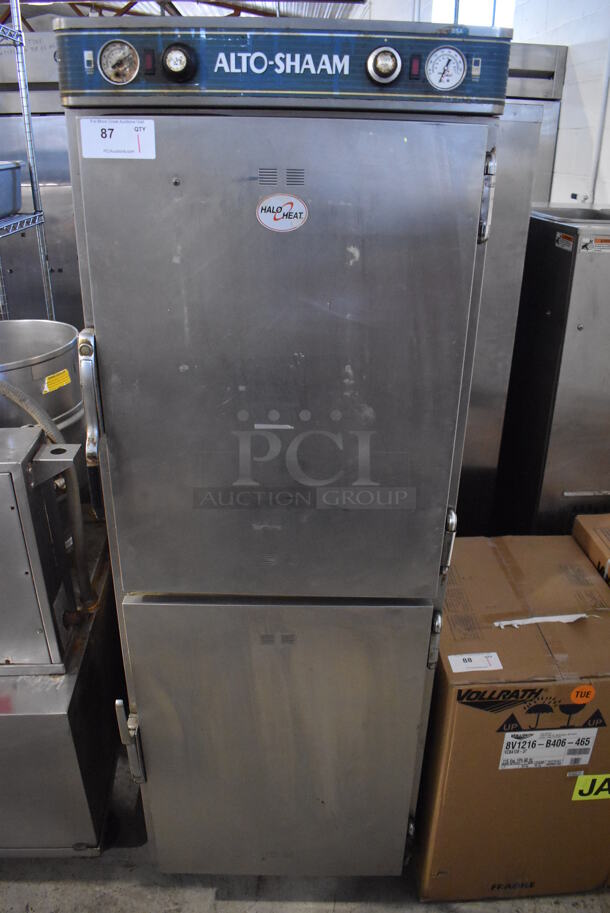 Alto Shaam Halo Heat Stainless Steel Commercial 2 Half Size Door Reach In Pass Through Heated Holding Cabinet. 250 Volts, 1 Phase. 24x34x71.5 - Image 1 of 9