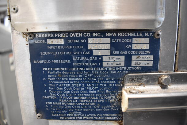 2 Bakers Pride D125 Stainless Steel Commercial Natural Gas Powered Single Deck Pizza Oven w/ Cooking Stones on Metal Legs. 125,000 BTU. 65.5x43x70. 2 Times Your Bid! - Image 3 of 12