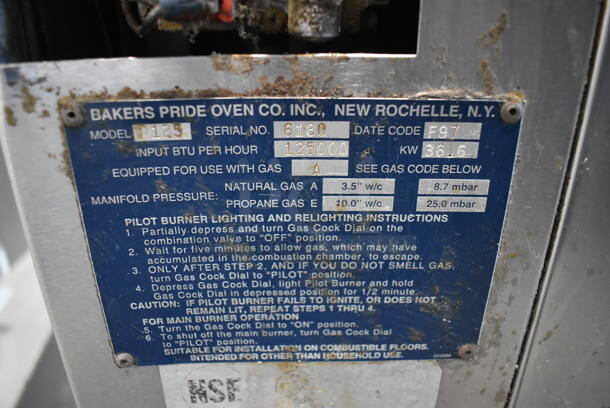 2 Bakers Pride D125 Stainless Steel Commercial Natural Gas Powered Single Deck Pizza Oven w/ Cooking Stones on Metal Legs. 125,000 BTU. 65.5x43x70. 2 Times Your Bid! - Image 7 of 12