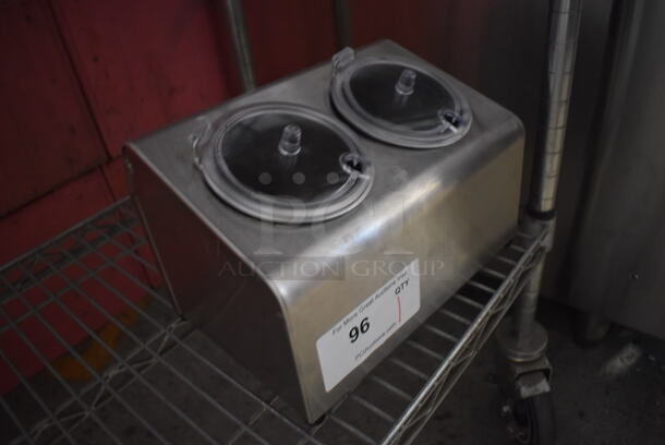 LIKE NEW! Steril-Sil LTC-2 Stainless Steel Countertop 2-Compartment Condiment Dispenser Rail. 11x7x7 - Image 2 of 4