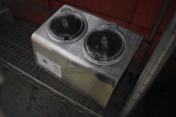 LIKE NEW! Steril-Sil LTC-2 Stainless Steel Countertop 2-Compartment Condiment Dispenser Rail. 11x7x7 - Image 3 of 4