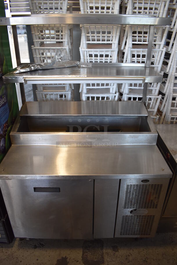 Randell 8148NM Stainless Steel Commercial Pizza Prep Table w/ 2 Over Shelves on Commercial Casters. 115 Volts, 1 Phase. 48x34x72. Tested and Powers On But Does Not Get Cold - Image 1 of 7