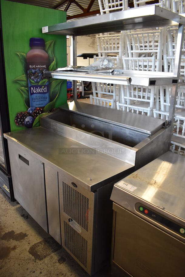 Randell 8148NM Stainless Steel Commercial Pizza Prep Table w/ 2 Over Shelves on Commercial Casters. 115 Volts, 1 Phase. 48x34x72. Tested and Powers On But Does Not Get Cold - Image 3 of 7