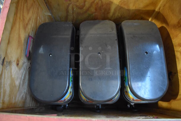 Omega OFS30 Stainless Steel Commercial Countertop 3 Hopper Slushie Machine in Wooden Box. 110 Volts, 1 Phase.  23x19x30.5. Tested and Does Not Power On - Image 3 of 9