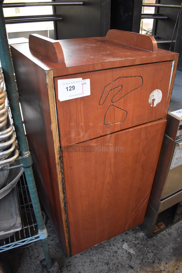 Wood Pattern Trash Can Shell w/ Trash Deposit Flap and Door. 20x20x45 - Image 2 of 4