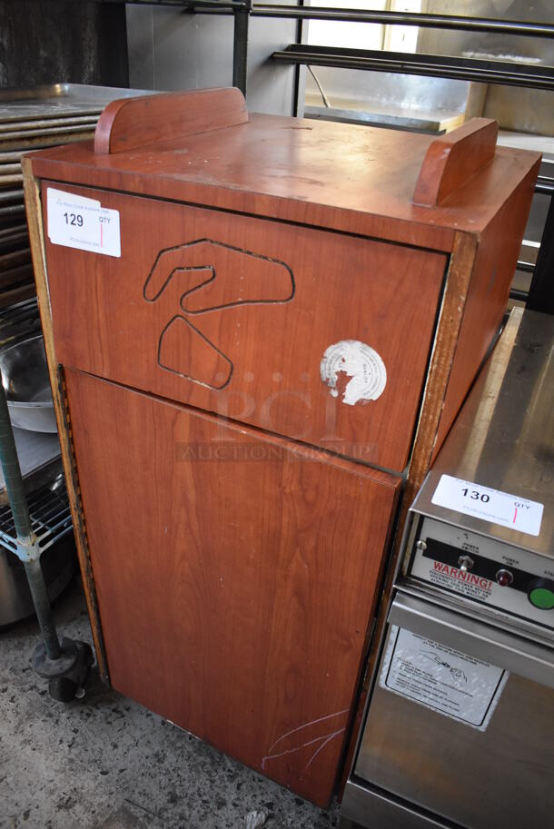 Wood Pattern Trash Can Shell w/ Trash Deposit Flap and Door. 20x20x45 - Image 3 of 4