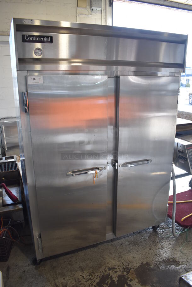 Continental 2FE Stainless Steel Commercial 2 Door Reach In Freezer on Commercial Casters. 115 Volts, 1 Phase. 54x36x82. Tested and Working! - Image 2 of 7